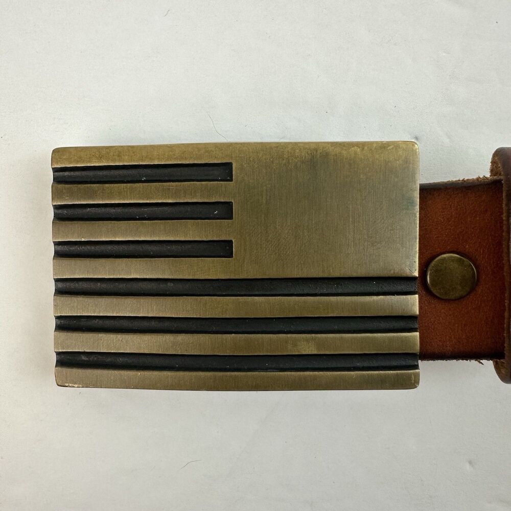 GORUCK Brass American Flag Buckle with Size 38 Tan Full Grain Leather Belt